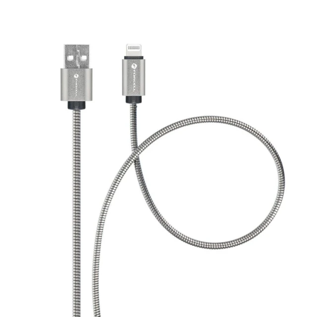 Кабель Forcell F-Energy Metal USB-A to Lightning 2.4A 12W 1m Silver (5903396274497)