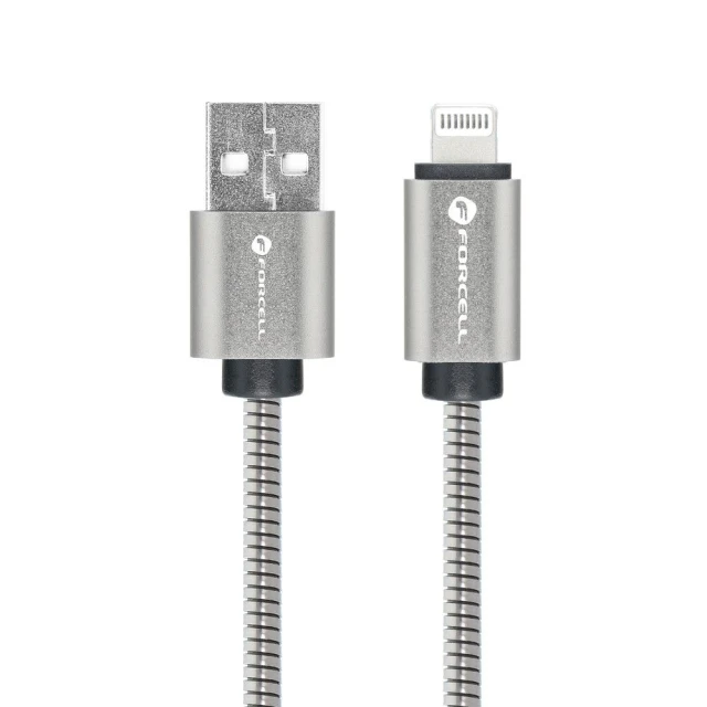 Кабель Forcell F-Energy Metal USB-A to Lightning 2.4A 12W 1m Silver (5903396274497)