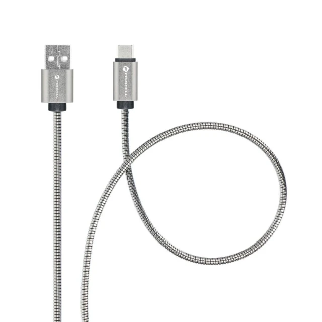 Кабель USB-A to USB-C Forcell F-Energy QC3.0 66W Metal 1m Silver (5903396274503)