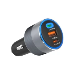 Автомобільний зарядний пристрій Forcell F-Energy Alu 2 x USB C + USB A QC4.0 PD SFC2.0 4.5A 65W Grey (5903396275739)