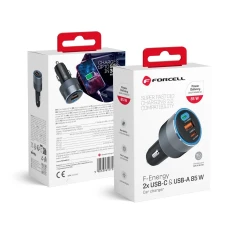 Автомобільний зарядний пристрій Forcell F-Energy Alu 2 x USB C + USB A QC4.0 PD SFC2.0 3A 85W Grey (5903396275746)