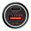 Автомобільний зарядний пристрій Blue Star USB C + USB A QC3.0 PD 25W з кабелем USB C Black (5903396275791)