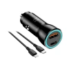 Автомобільний зарядний пристрій Blue Star USB C + USB A QC3.0 PD 25W + кабель USB C на Lightning Black (5903396275807)