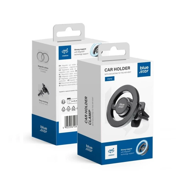 Автотримач Blue Star Clamp магнітний у решітку Black with MagSafe (5903396281501)