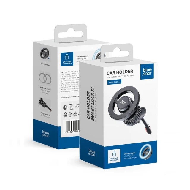 Автотримач Blue Star Smart Lock X1 магнітний для вентиляції Black with MagSafe (5903396281563)