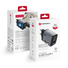 Зарядний пристрій Forcell F-Energy GaN III 2 x USB C + USB A QC4.0 3,45A PD 70W Grey (5903396299070)