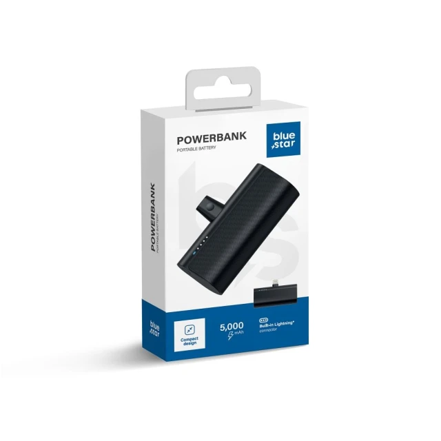 Повербанк Blue Star 5000 mAh з вбудованим Lightning Black (5903396321870)