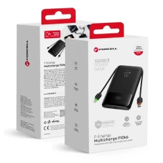 Powerbank Forcell F-Energy Multicharge F10K6 10000 mAh QC PD3.0 3A 22.5W з вбудованими кабелями USB-C і Lightning Black (5903396362408)