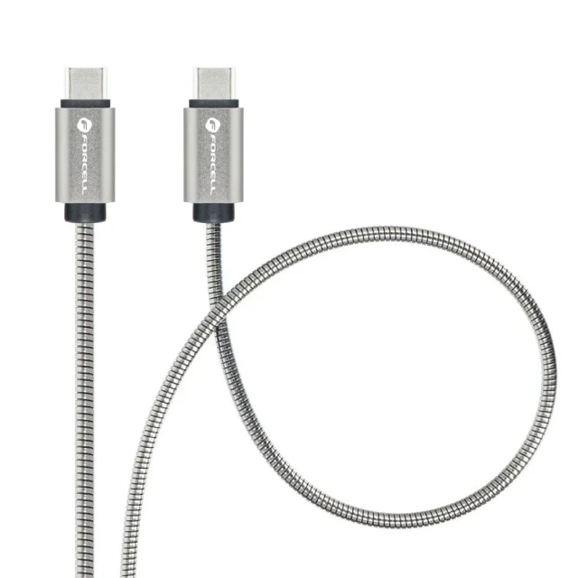Кабель USB C до USB C Forcell F-Energy QC4.0 PD 5A 100W E-Mark Metal 2 м Silver (5903396378478)