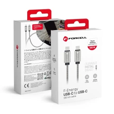 Кабель USB C до USB C Forcell F-Energy QC4.0 PD 5A 100W E-Mark Metal 2 м Silver (5903396378478)