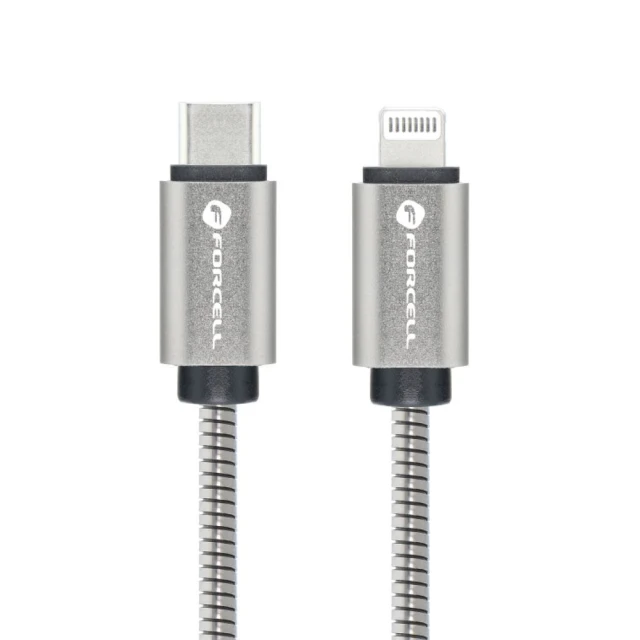 Кабель Forcell F-Energy Metal USB-C to Lightning PD 3A 27W 2 м Silver (5903396378485)
