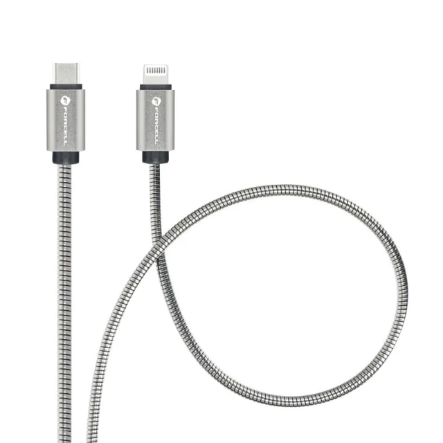 Кабель Forcell F-Energy Metal USB-C to Lightning PD 3A 27W 2 м Silver (5903396378485)