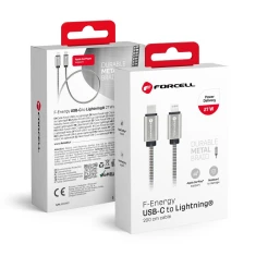 Кабель Forcell F-Energy Metal USB-C to Lightning PD 3A 27W 2 м Silver (5903396378485)