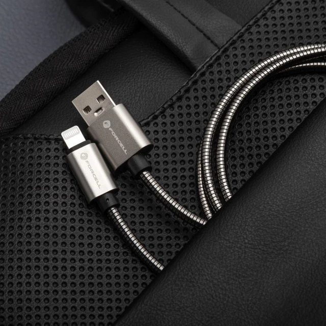 Кабель Forcell F-Energy Metal USB-A to Lightning 2,4A 12W 2 м Silver (5903396378508)