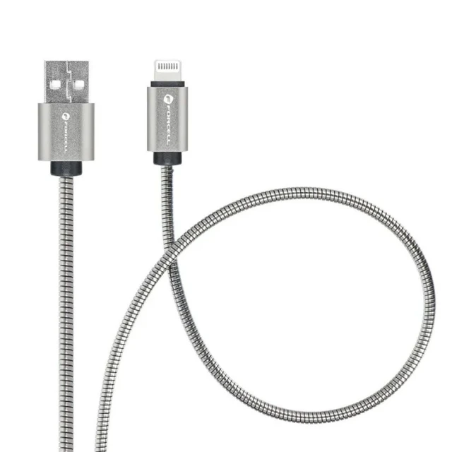 Кабель Forcell F-Energy Metal USB-A to Lightning 2,4A 12W 2 м Silver (5903396378508)