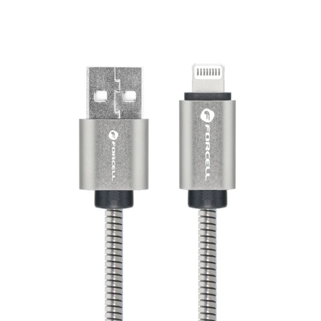 Кабель Forcell F-Energy Metal USB-A to Lightning 2,4A 12W 2 м Silver (5903396378508)