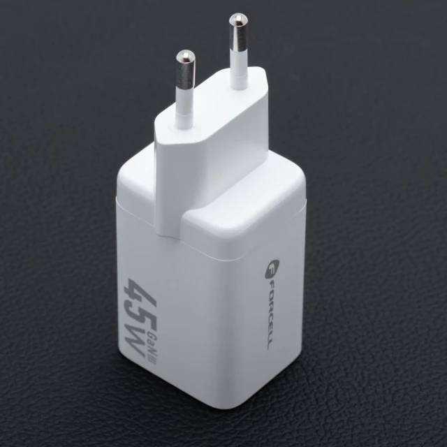 Зарядний пристрій Forcell F-Energy Mini GaN III USB C + USB A PD QC4.0 45W White (5903396380112)