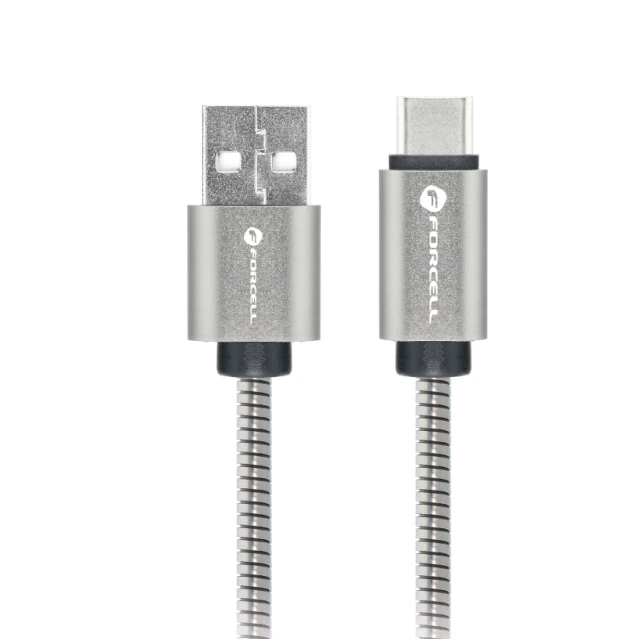 Кабель Forcell F-Energy Metal USB A to USB C 3A 66W 2 m Silver (5903396381249)