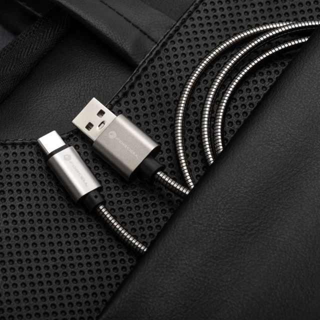 Кабель Forcell F-Energy Metal USB A to USB C 3A 66W 2 m Silver (5903396381249)