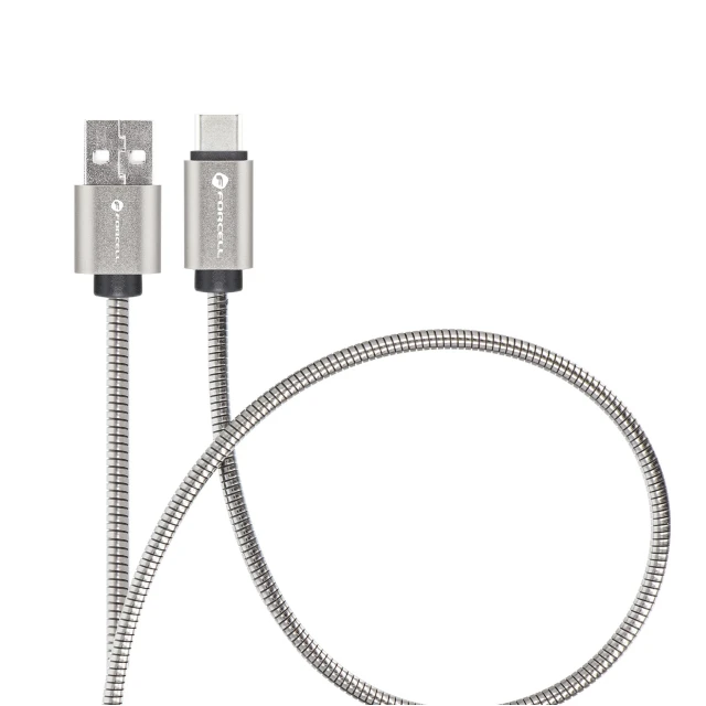Кабель Forcell F-Energy Metal USB A to USB C 3A 66W 2 m Silver (5903396381249)