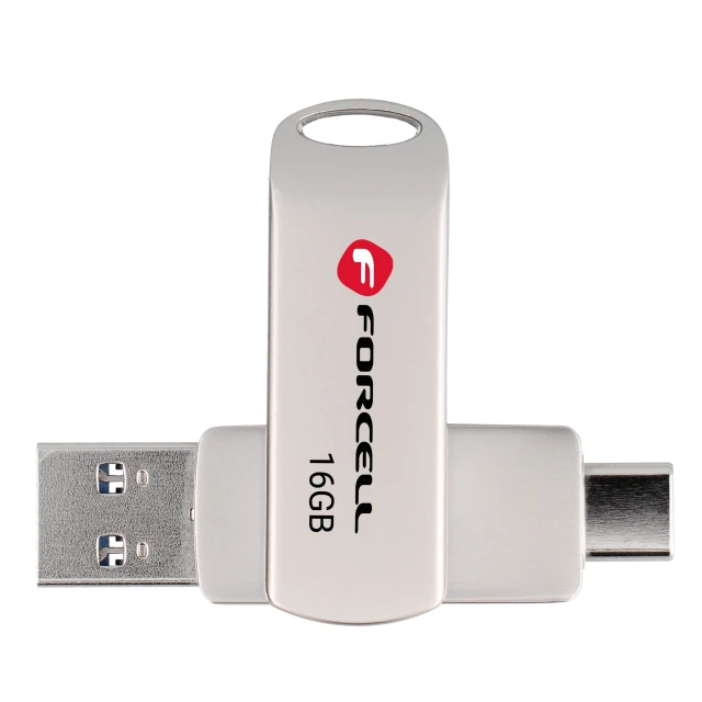 Flash-диск Forcell F-Data Metal Duo 16GB USB 3.2 Gen 1 Silver (5903396391750)