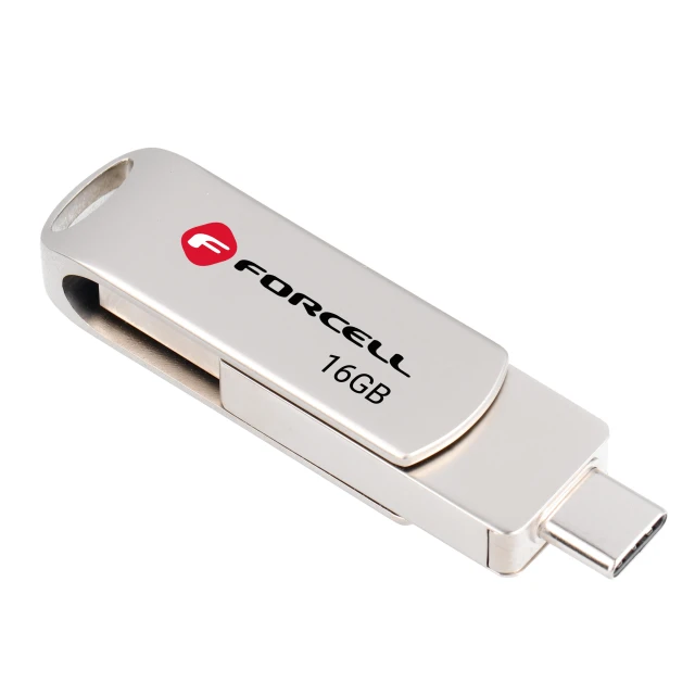 Flash-диск Forcell F-Data Metal Duo 16GB USB 3.2 Gen 1 Silver (5903396391750)