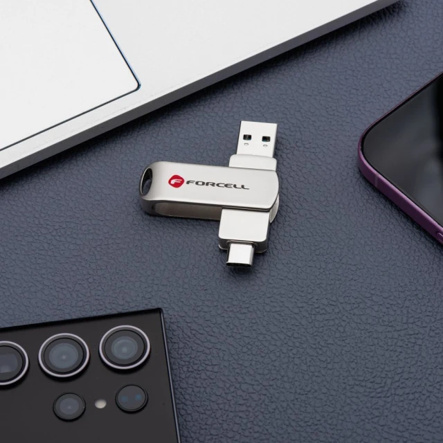 USB-флешка Forcell F-Data Metal Duo USB 3.2 Gen 1 (USB A / USB C) 32GB Silver (5903396391774)