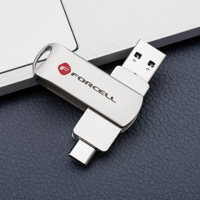 USB-флешка Forcell F-Data Metal Duo USB 3.2 Gen 1 (USB A / USB C) 32GB Silver (5903396391774)