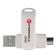 USB-флешка Forcell F-Data Metal Duo USB 3.2 Gen 1 (USB A / USB C) 32GB Silver (5903396391774)