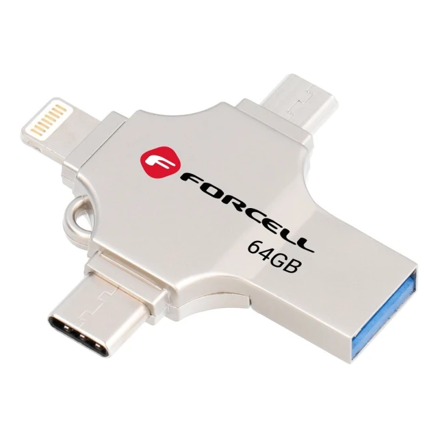 Флешка Forcell F-Data Metal Quad 64GB USB 3.2 Gen 1 Silver (5903396391842)