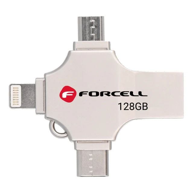 Флешка Forcell F-Data Metal Quad 128GB USB 3.2 Gen 1 Silver (5903396391859)