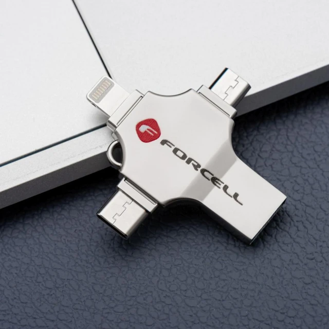 Флешка Forcell F-Data Metal Quad 128GB USB 3.2 Gen 1 Silver (5903396391859)