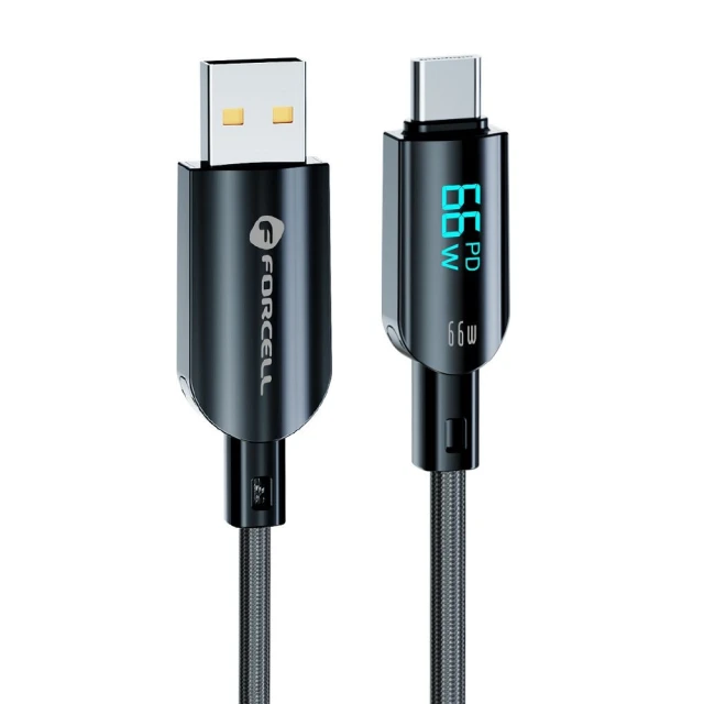 Кабель Forcell F-Energy Digital USB A to USB C 3A 66W 1.2 m Black (5903396395239)