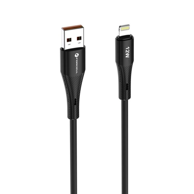 Кабель Forcell F-Energy Silicone USB-A to Lightning 2.4A 12W 1m Black (5903396395291)