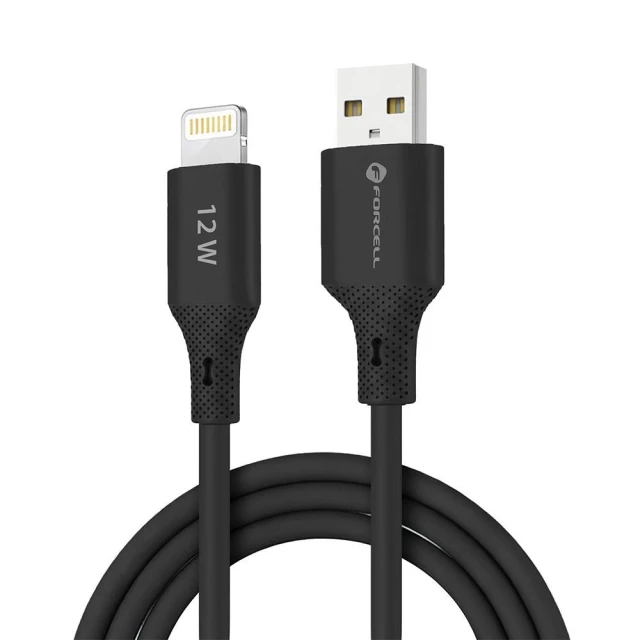 Кабель Forcell F-Energy Silicone USB-A to Lightning 2.4A 12W 1m Black (5903396395291)