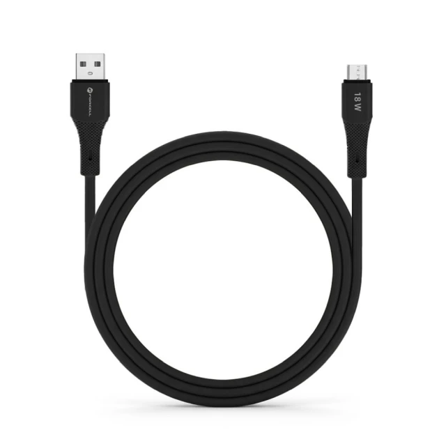Кабель Forcell F-Energy QC3.0 USB-A to Micro USB 2.4A 18W Silicone 1m Black (5903396395338)