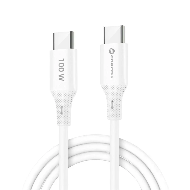 Кабель Forcell F-Energy Silicone USB C to USB C 5A 100W 1 m White (5903396395383)