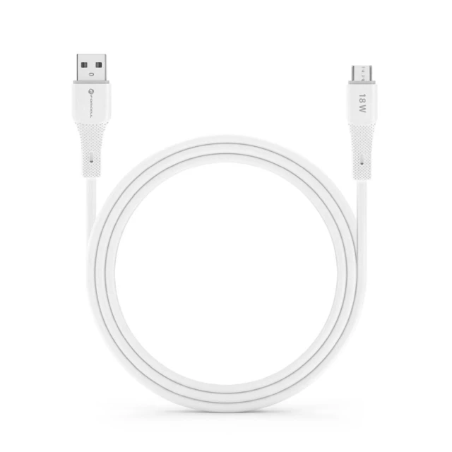 Кабель Forcell F-Energy QC3.0 USB-A to Micro USB 2.4A 18W Silicone 1m White (5903396395390)