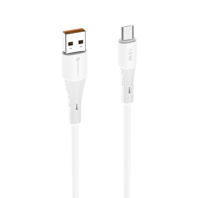 Кабель Forcell F-Energy QC3.0 USB-A to Micro USB 2.4A 18W Silicone 1m White (5903396395390)