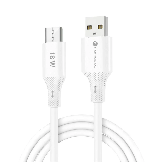 Кабель Forcell F-Energy QC3.0 USB-A to Micro USB 2.4A 18W Silicone 1m White (5903396395390)