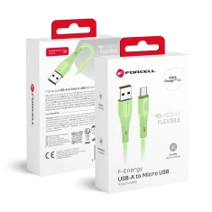 Кабель Forcell F-Energy QC3.0 USB-A to Micro USB 2.4A 18W Silicone 1m Green (5903396395451)