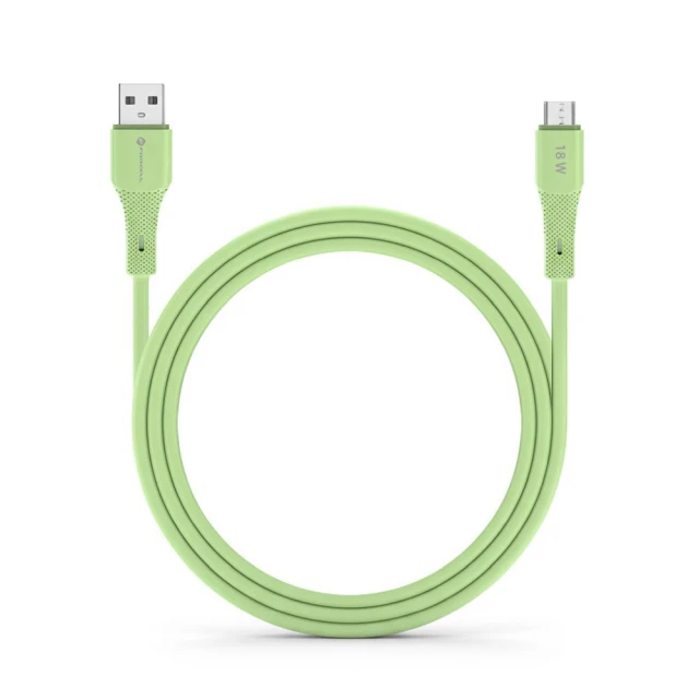 Кабель Forcell F-Energy QC3.0 USB-A to Micro USB 2.4A 18W Silicone 1m Green (5903396395451)