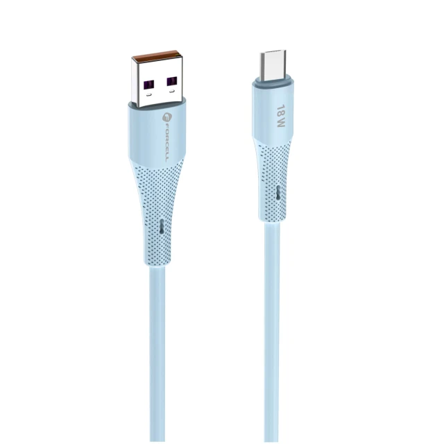 Кабель Forcell F-Energy QC3.0 USB-A to Micro USB 2.4A 18W Silicone 1m Blue (5903396395512)