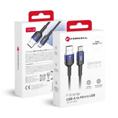 Кабель USB A to Micro USB Forcell F-Energy QC3.0 2.4A 18W Gradient 1m Black (5903396395574)