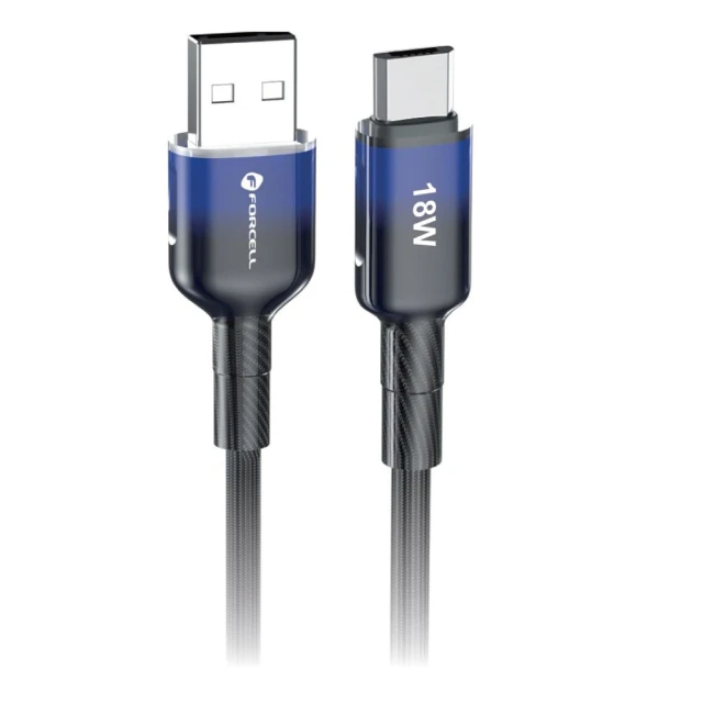 Кабель USB A to Micro USB Forcell F-Energy QC3.0 2.4A 18W Gradient 1m Black (5903396395574)
