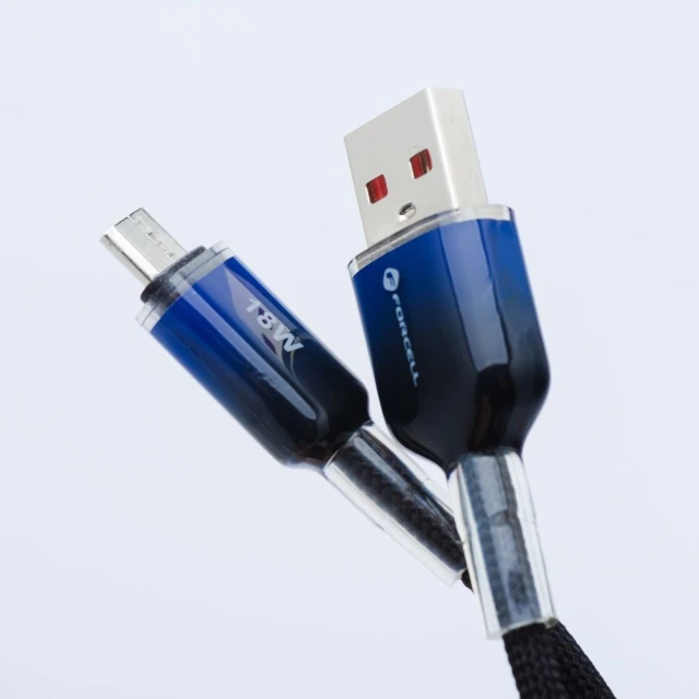 Кабель USB A to Micro USB Forcell F-Energy QC3.0 2.4A 18W Gradient 1m Black (5903396395574)