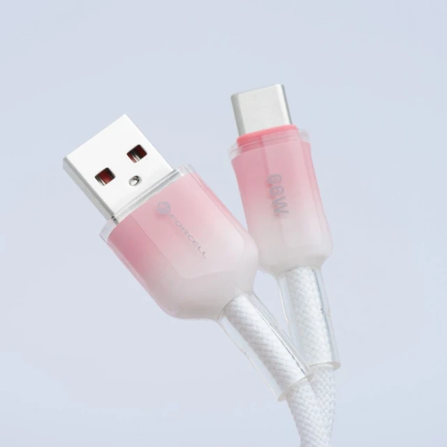 Кабель Forcell F-Energy USB-A to USB-C QC4.0 3A 66W Gradient 1m C352 White (5903396395581)