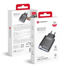 Зарядний пристрій Forcell F-Energy Ultra Slim GaN III USB C + USB A PD QC4.0 3A 45W Black (5903396397837)