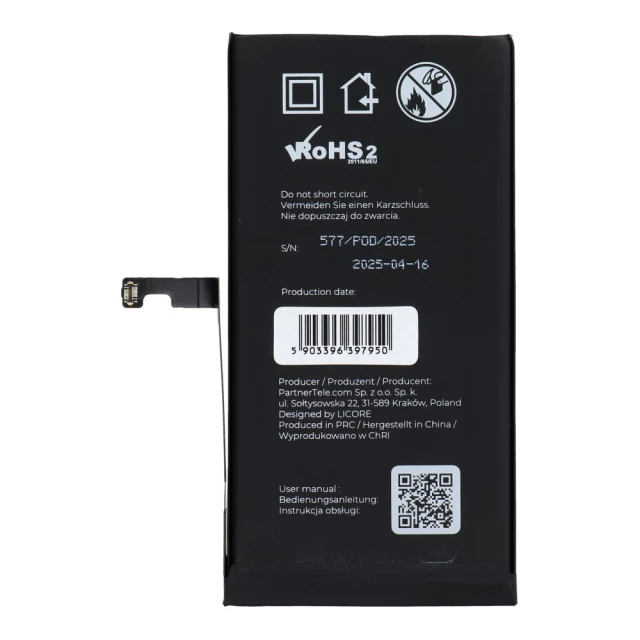 Батарея Licore для iPhone 15 Plus 4383 mAh (5903396397950)