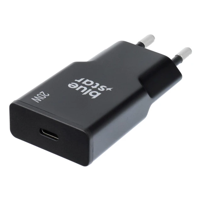Мережевий зарядний пристрій Blue Star Slim GaN USB QC4.0 PD 3A 20W Black (5903396402197)